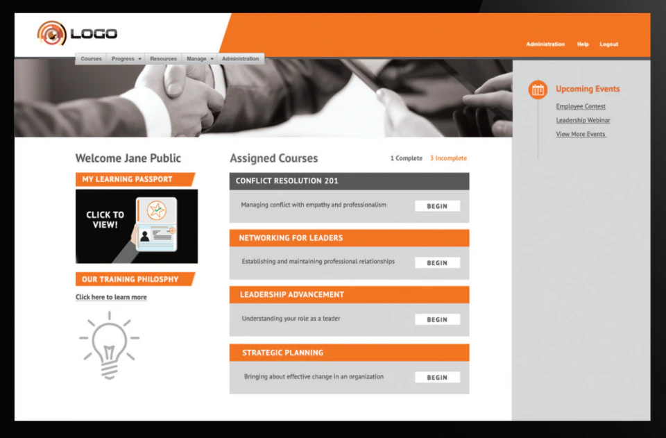 screenshot of Roundtable Online Learning LMS